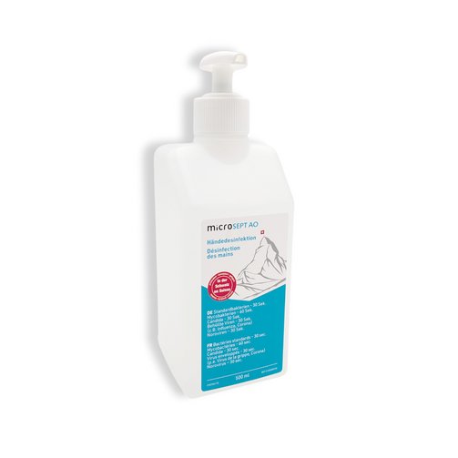 AO Händedesinfektionsmittel, 500ml, ohne Duft, mit Pumpspender | microSEPT, Bild 1